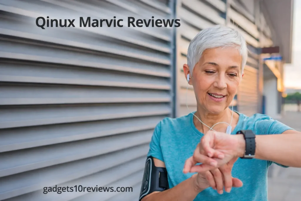 A Women is Watching The Qinux Marvic ECG Smartwatch.
