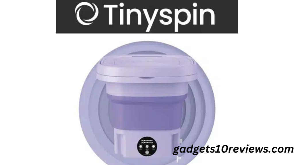 Qinux TinySpin, the mini washing machine, with a foldable design, 8-liter capacity, and user-friendly features.
