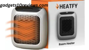 Qinux Heatfy mini PTC heater with ceramic plates, offering silent operation, customizable power settings, and a decorative design.