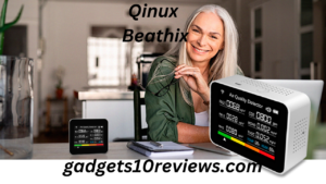 A cutting-edge Qinux Beathix CO2 detector displaying its sleek design and user-friendly interface. This advanced device, developed by environmental scientist Lena Andersson, ensures precise and continuous monitoring of CO2 levels.