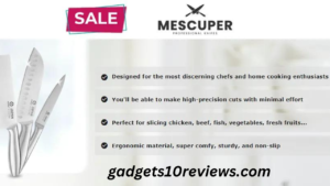 A set of sleek and modern kitchen knives arranged neatly on a countertop. Each knife features ergonomic handles and precision blades, making them the perfect tools for any culinary task.