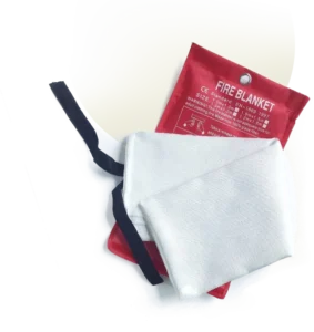 FireShield Blanket smothering a kitchen fire, providing essential fire protection in an emergency situation.
