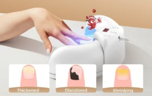 A Girl Is Showing How To Use The FungaBeam Device