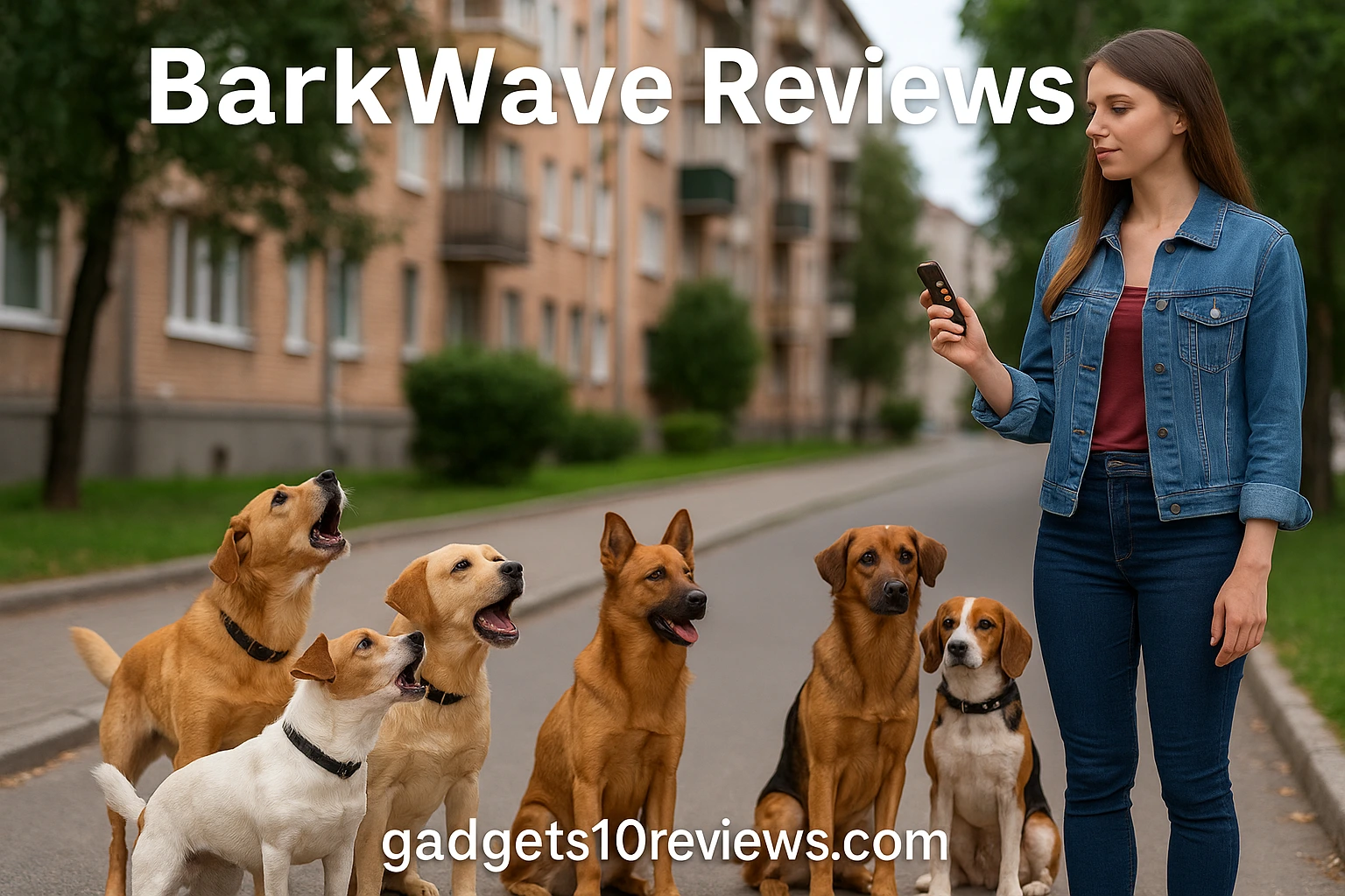 As You Are Seeing in The Image A Girl Is Using The BarkWave Device And All The Dog's Seeing Pecefully.