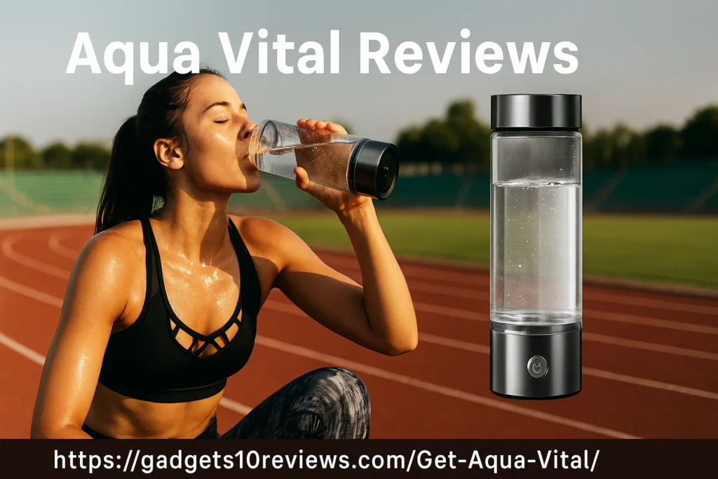 Aqua Vital Reviews - Crystal clear hydrogen water bottle with bubbling H2 molecules for energy, hydration, and health benefits