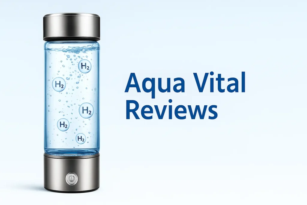 Aqua Vital Reviews - Crystal clear hydrogen water bottle with bubbling H2 molecules for energy, hydration, and health benefits