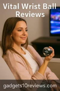 A Beautiful Girl is Watching TV And Also Use The Vital Wrist Ball For therapy