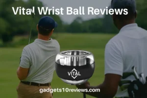 Vital Wrist Ball Reviews – Adult golfer swinging on a golf course while caddie holds the Vital Wrist Ball, promoting hand strength and grip training device – gadgets10reviews.com