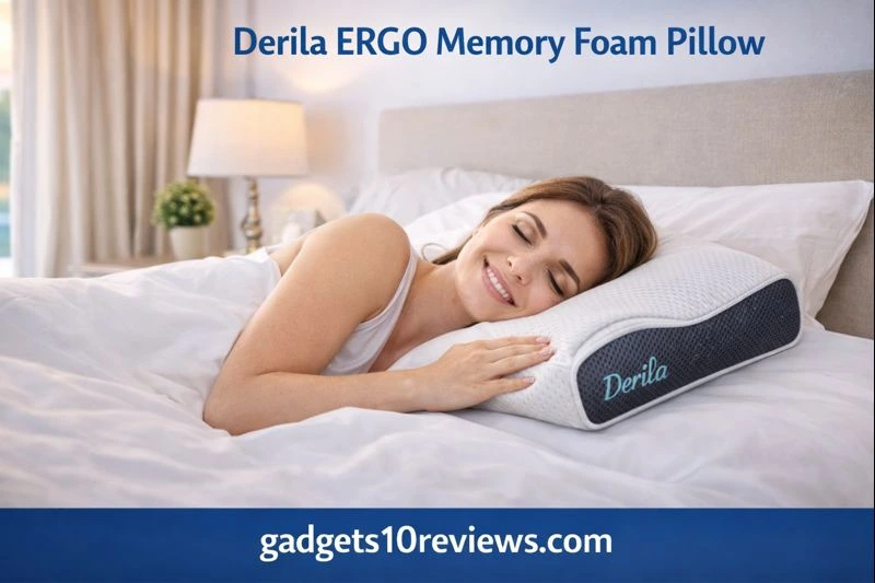 A Beatiful Looking Women Is Sleeping On Derila ERGO Memory Foam Pillow Happily.